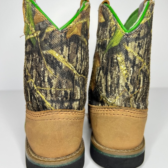 John Deere JD1188 Toddler 7M Camo Leather Western Cowboy Boots Brown Green Trim - Picture 4 of 12